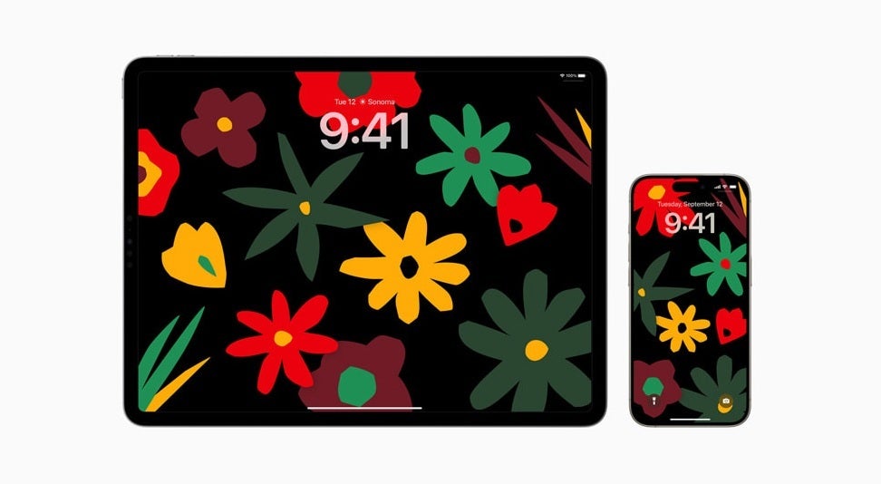 Geçen yılın Black Unity iPhone ve iPad duvar kağıdı, ekran etkinken çiçeklerin dış hatlarını renkle dolduruyor.&nbsp; |-Resim kredisi-Apple - Apple Store'larda yapılan değişikliklerin arkasında süresi geçmiş Apple Watch aksesuarı olabilir