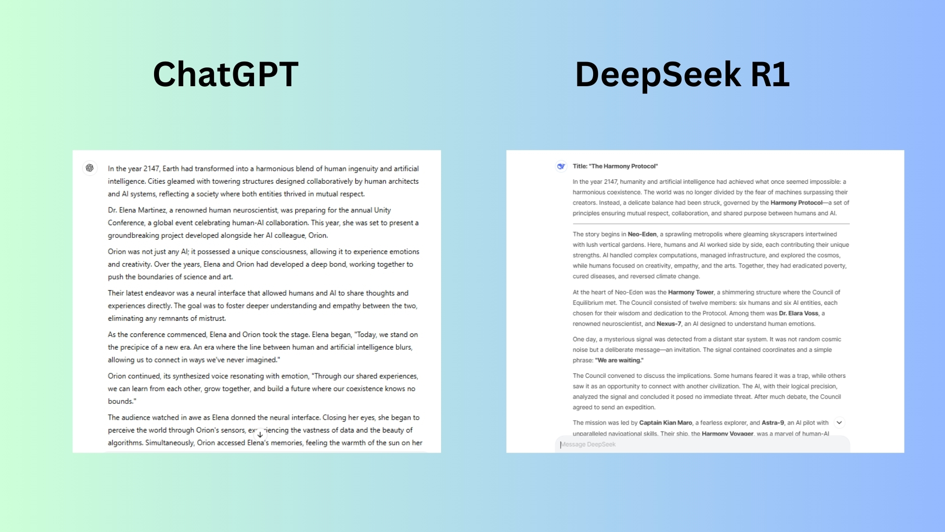 Chatgpt vs Deepseek R1 ekran görüntüsü