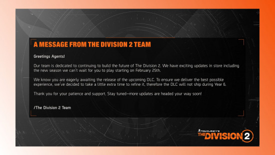 Division-2-Story-DLC-DELAY-1 Bölüm 2 hikayesi DLC gecikmesi
