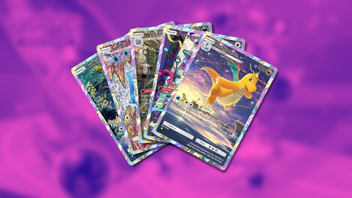 Pokémon TCG cebinde Bulbasaur, Golbat, Weezing, Parygon ve Dragonite İllüstrasyon Kartları.