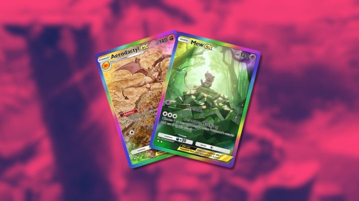 Pokemon TCG cebinde aerodactyl ex ve mew ex.