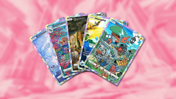 Pokemon TCG cebinde Cresselia, Gastrodon, Glameow, Manaphy ve Rotom.