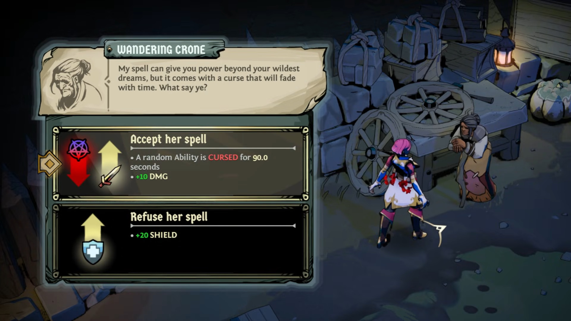 Ravenswatch-Nightmares-Unleashed-mülteci-Wand-Wand-Wand-Steam-Steam-Action-Roguelike Ravenswatch Nightmares Unleashed - Dark Peri Mtale Action Roguelike'deki yeni mülteciler etkinliğinin bir parçası olan gezici bir kron.