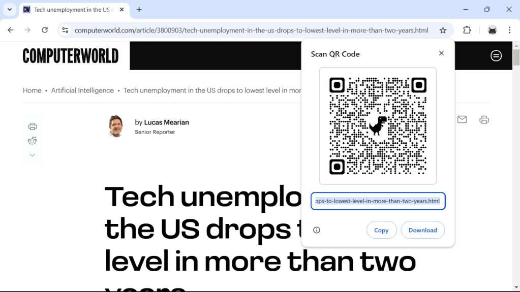 Chrome'da bir bağlantı göndermek için bir QR kodu oluşturma