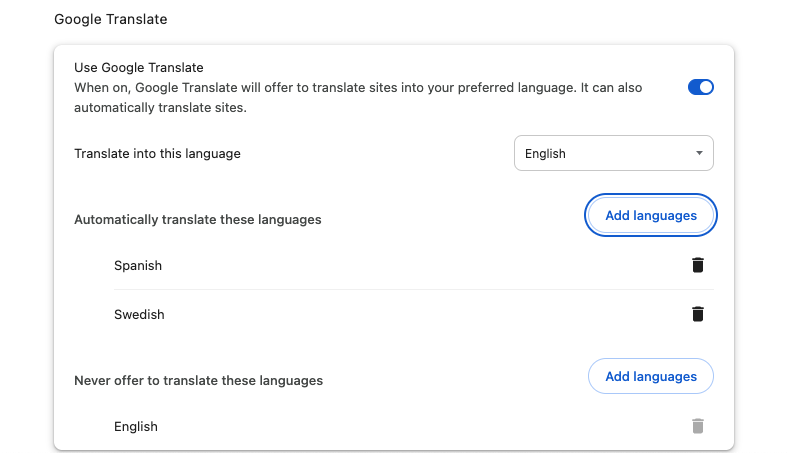 Chrome'da çeviri tercihlerini ayarlama