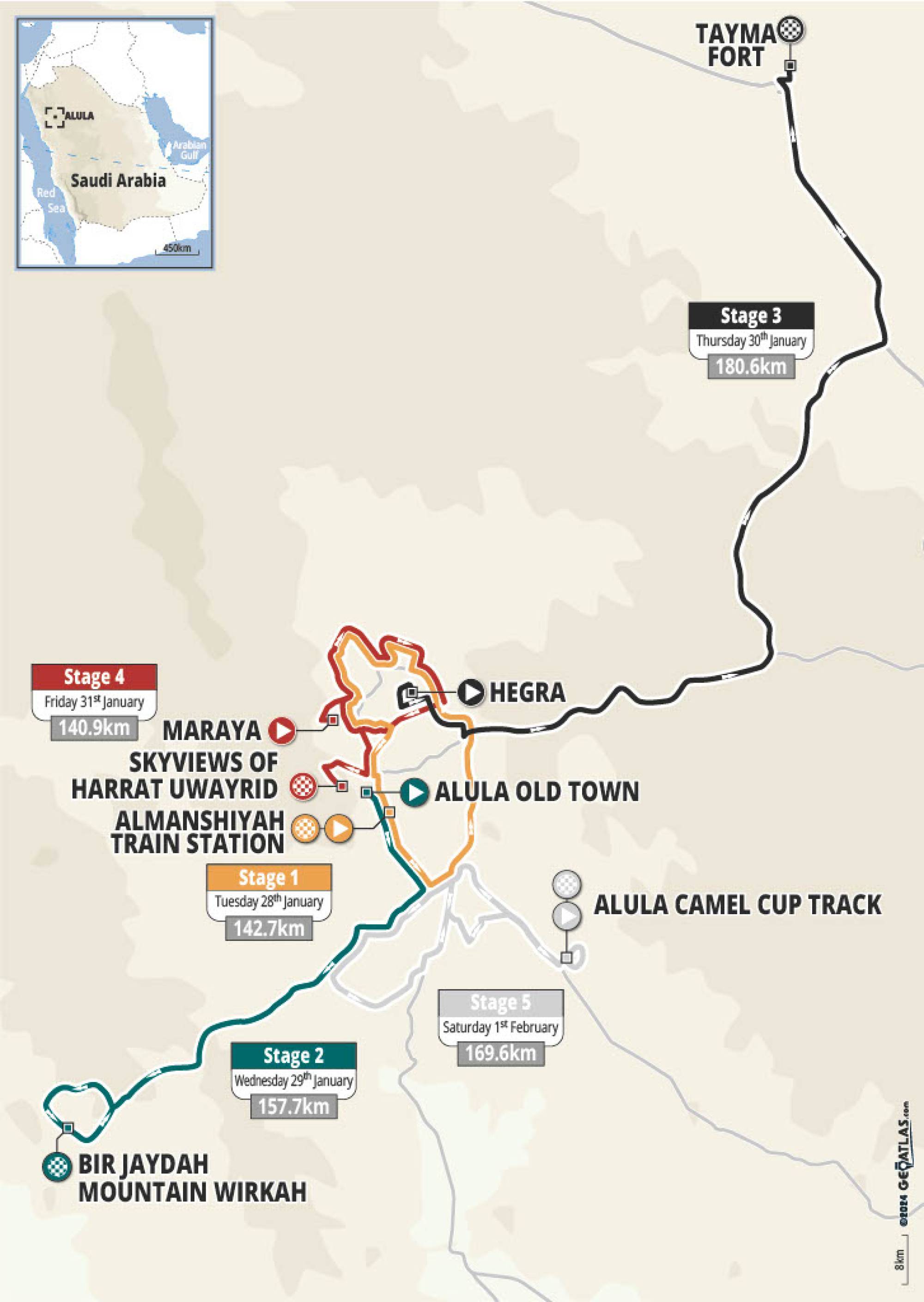 2025 AlUla Turu Güzergah Haritası