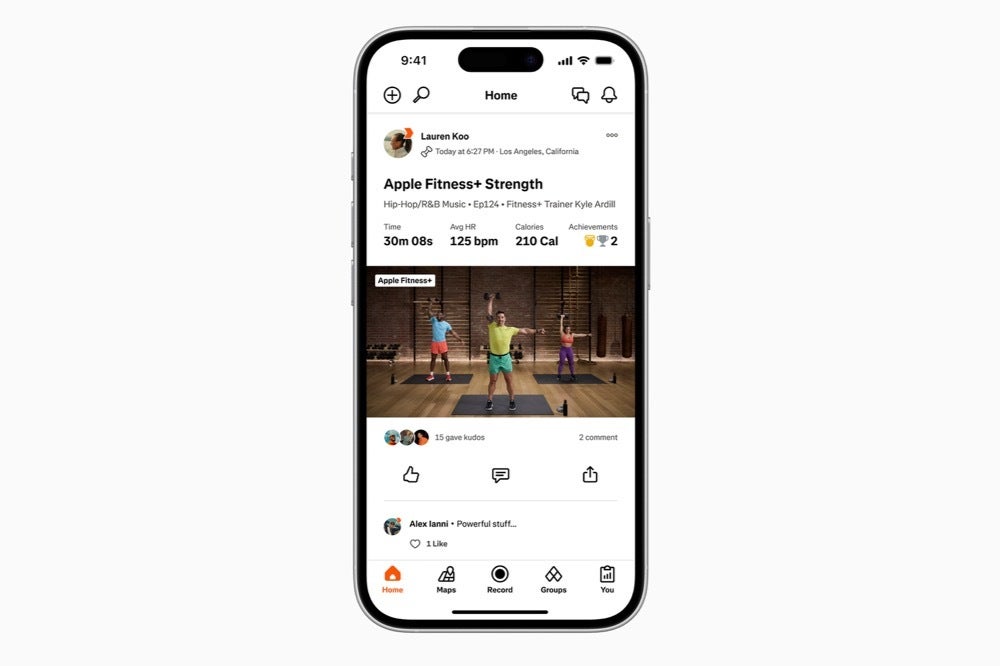 Apple Fitness+ Strava Entegrasyonundan görüntü
