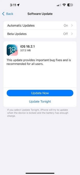 Apple, önemli hata düzeltmelerini içeren iOS 18.2.1'i yayınladı.