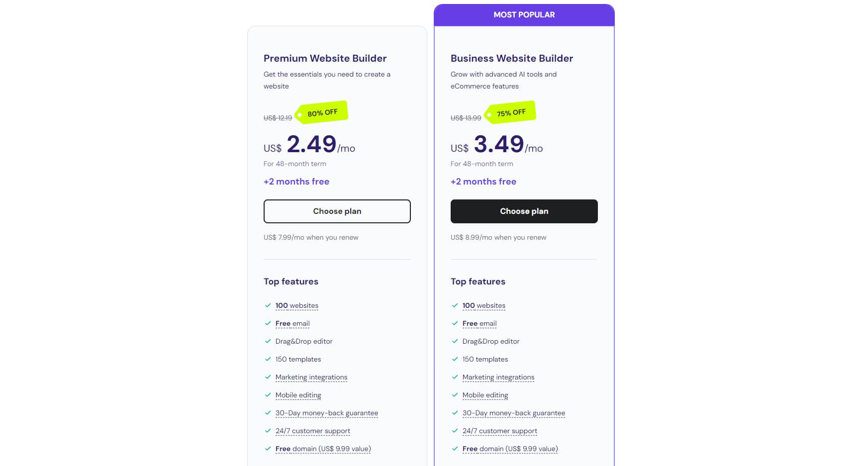 Hostinger Web Sitesi Oluşturucu Planları