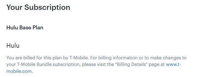 Bir T-Mobile hesabındaki abonelik sayfasının ekran görüntüsü.