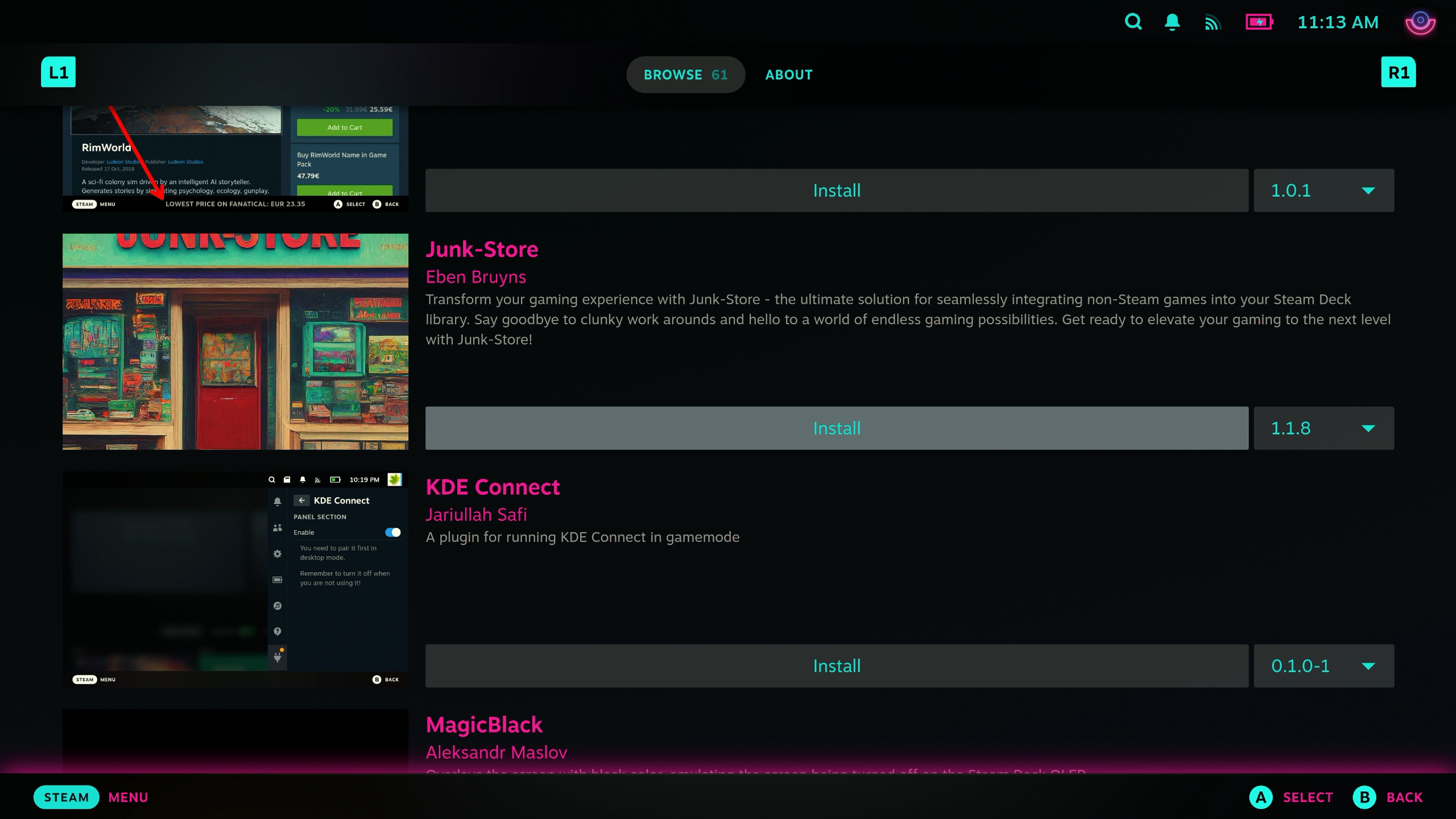 Decky Loader için Junk-Store eklentisinin Steam Deck'e kurulması