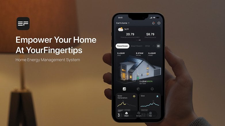 Akıllı telefonda enerji yönetimi için Ecoflow Oasis uygulamasının temsili