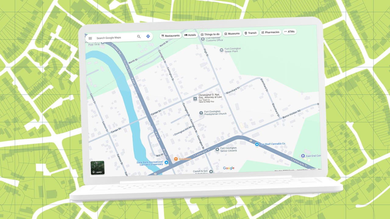 Harita arka planına sahip bir dizüstü bilgisayarda Google Haritalar.