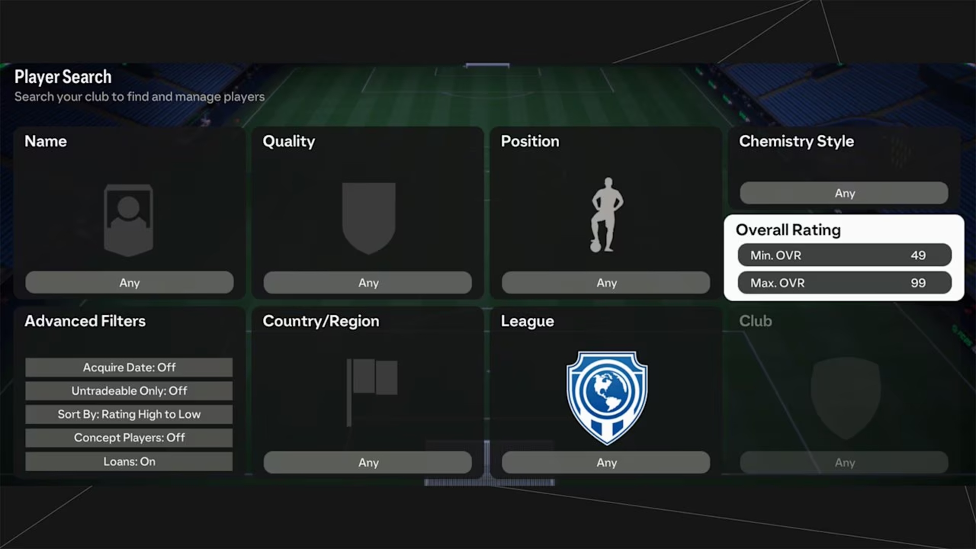 FC-25-Update-Entitate-Team-Filter FC 25: EA FC 25'teki Player Arama Menüsünün Ekran Görüntüsü