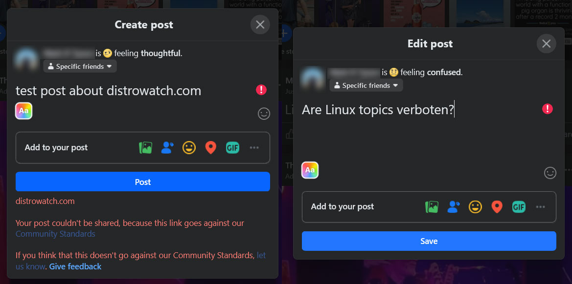 Linux Konuları Facebook tarafından yasaklandı