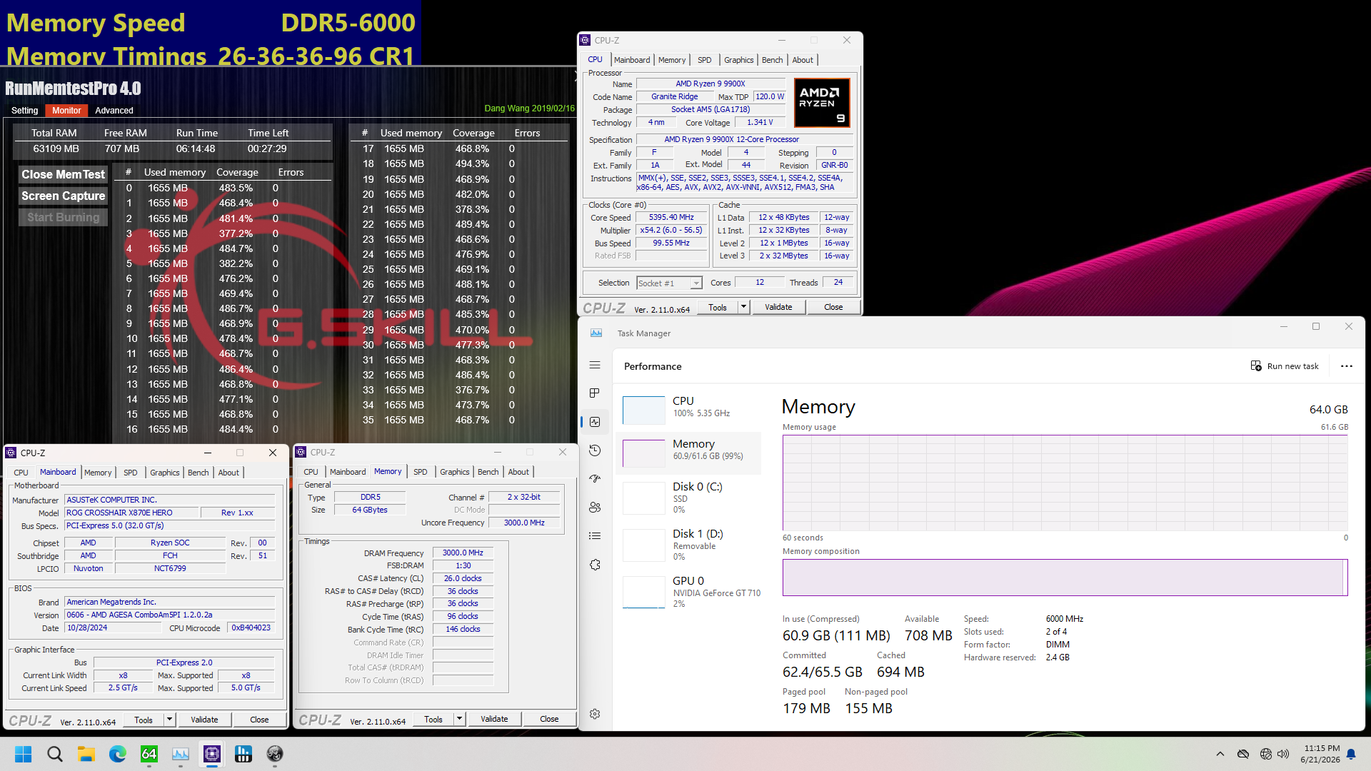 CL26 ve CL28 DDR5 6000 bellek kitleri için G.Skill MemtestPro 4.0