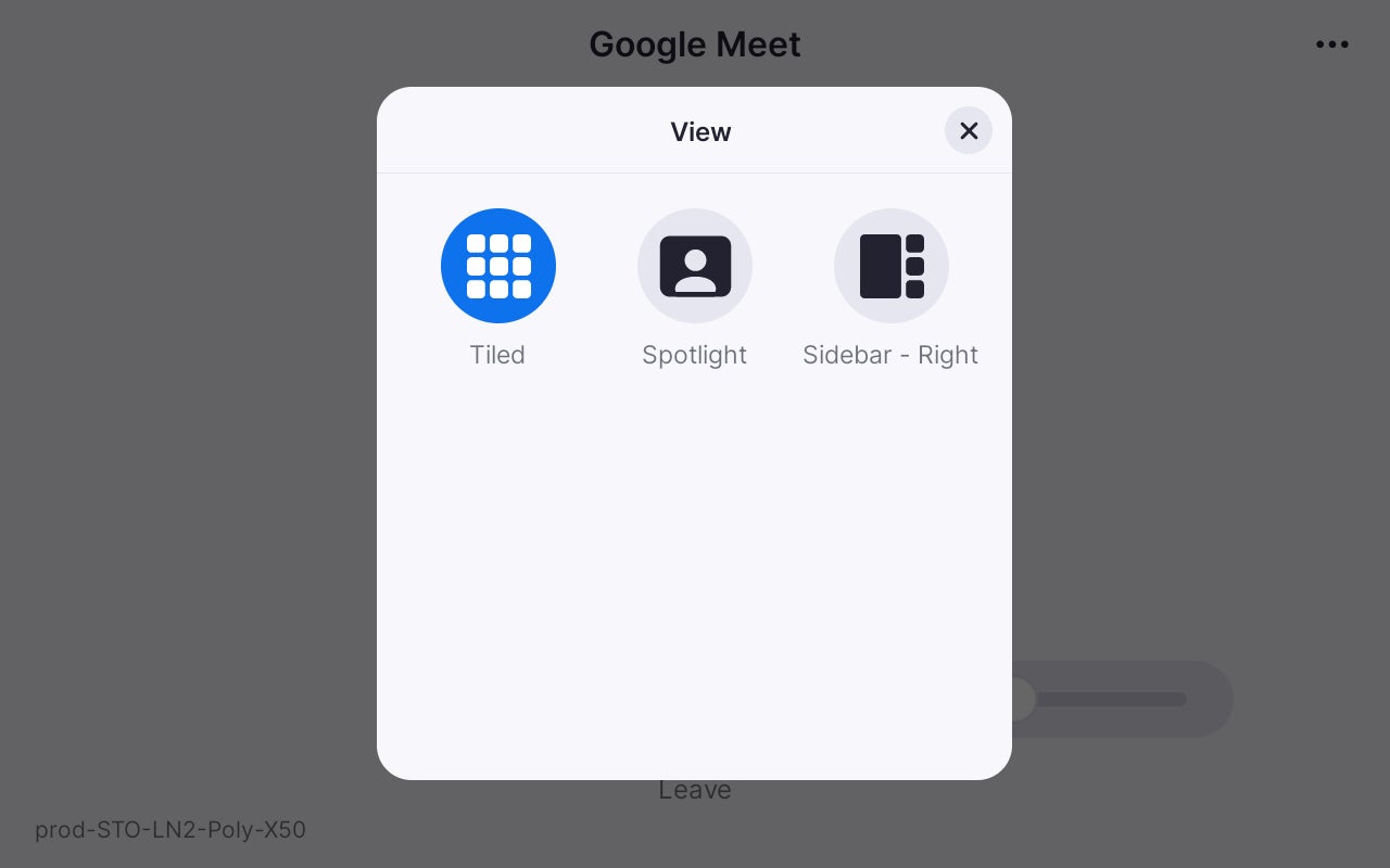 Google Meet için yeni düzen görünümünü seçin