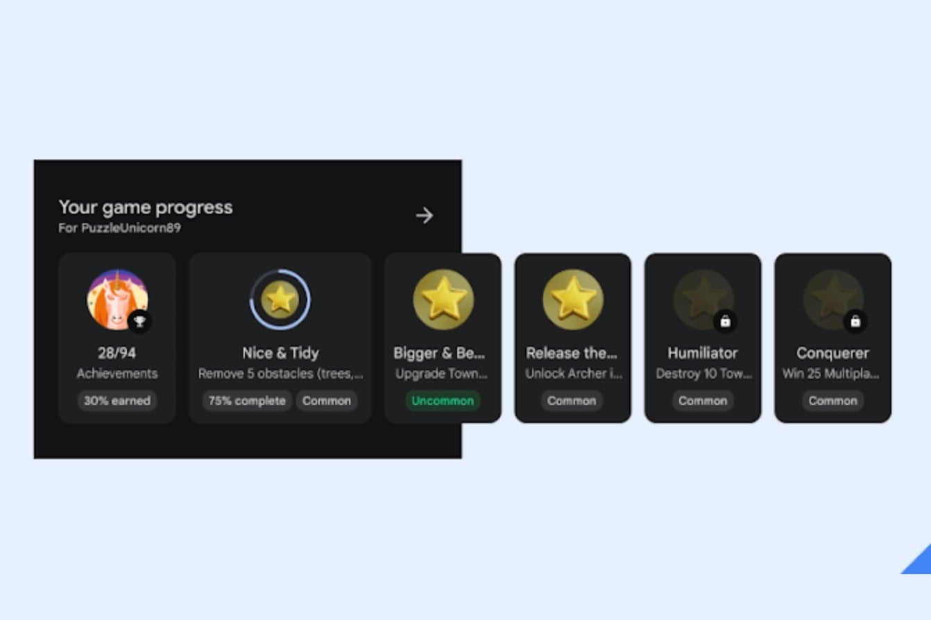 Google Play'in yeni oyun ilerleme özelliği ekran görüntüsü