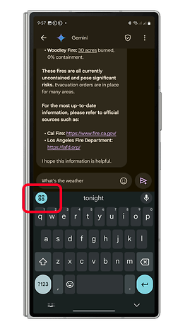 Android akıllı telefondaki mesajlaşma uygulamasının ekran görüntüsü