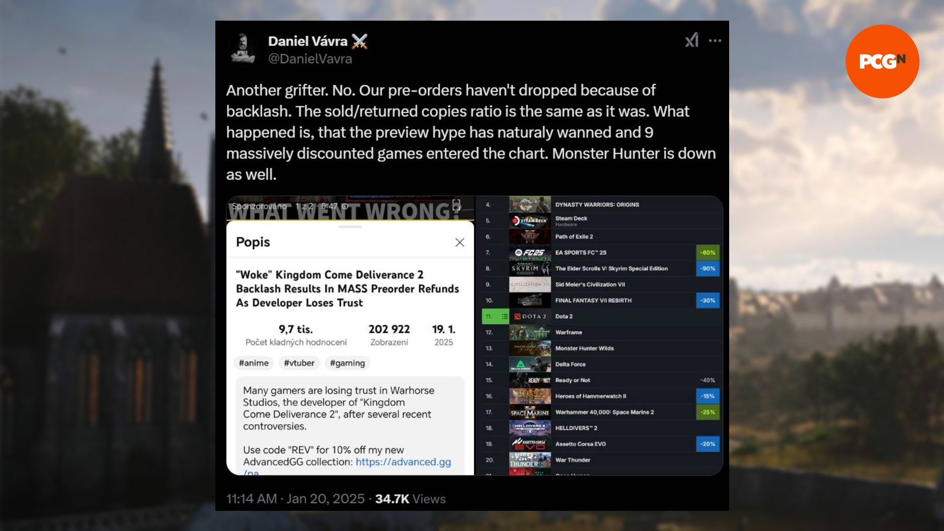 Warhorse'un kurucu ortağının Kingdom Come Deliverance 2'nin yayınlanacağı iddialarını tartışan bir tweetinin resmi "uyandım"