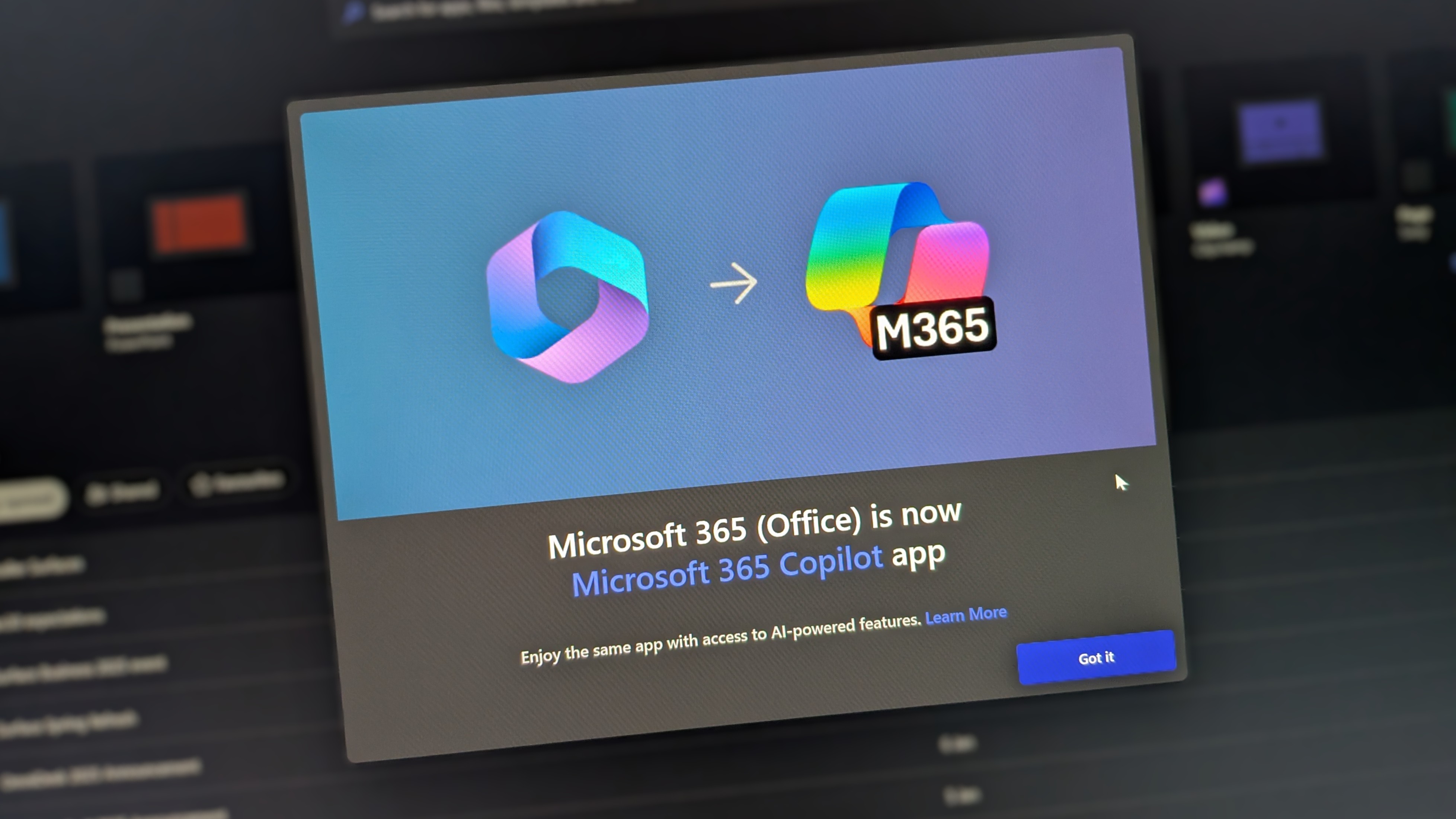 Microsoft 365'in yeni logosu.