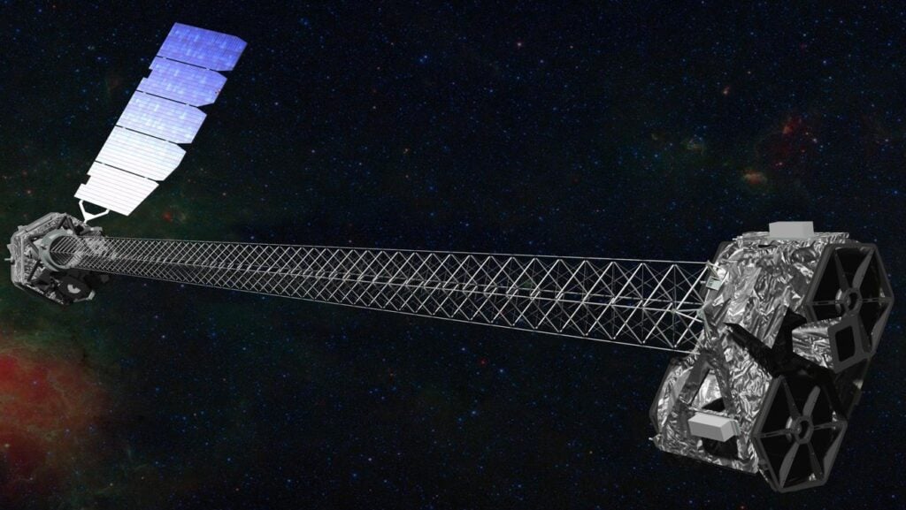 NASA'nın uzaydaki NuSTAR X-ışını teleskopunun bir sanatçı tarafından çizilmiş çizimi