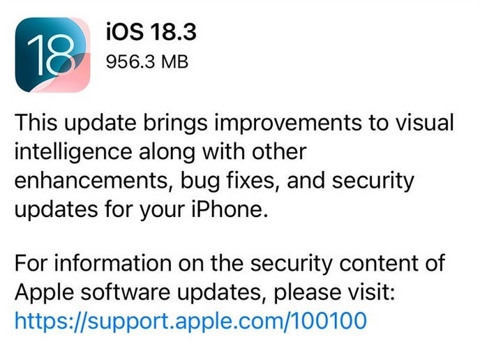 Apple, yapının son kararlı sürümü olan iOS 18.3'ü serbest bırakır.