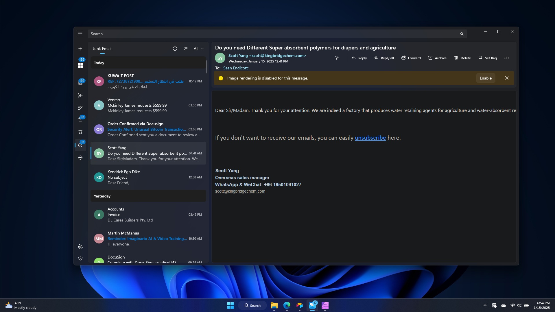 Windows 11'de Wino Mail uygulaması