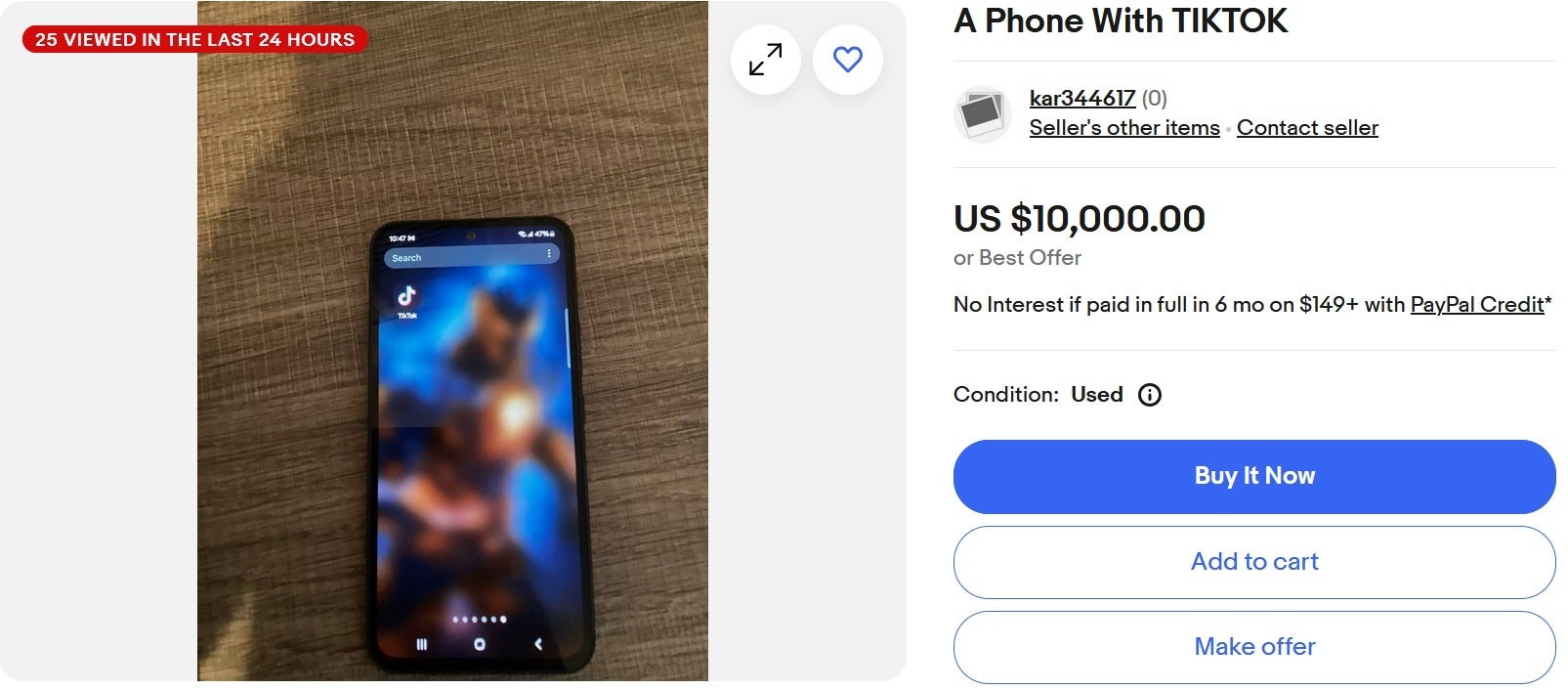 Tiktok Pre = yüklü telefonlar ABD'de büyük primler için gidiyor | Image Credit -Ebay - ABD uygulama mağazalarından tiktok silinmiş, uygulama ile kullanılan telefonlar eBay'de 50.000 $ 'a kadar fiyatlandırılmıştır