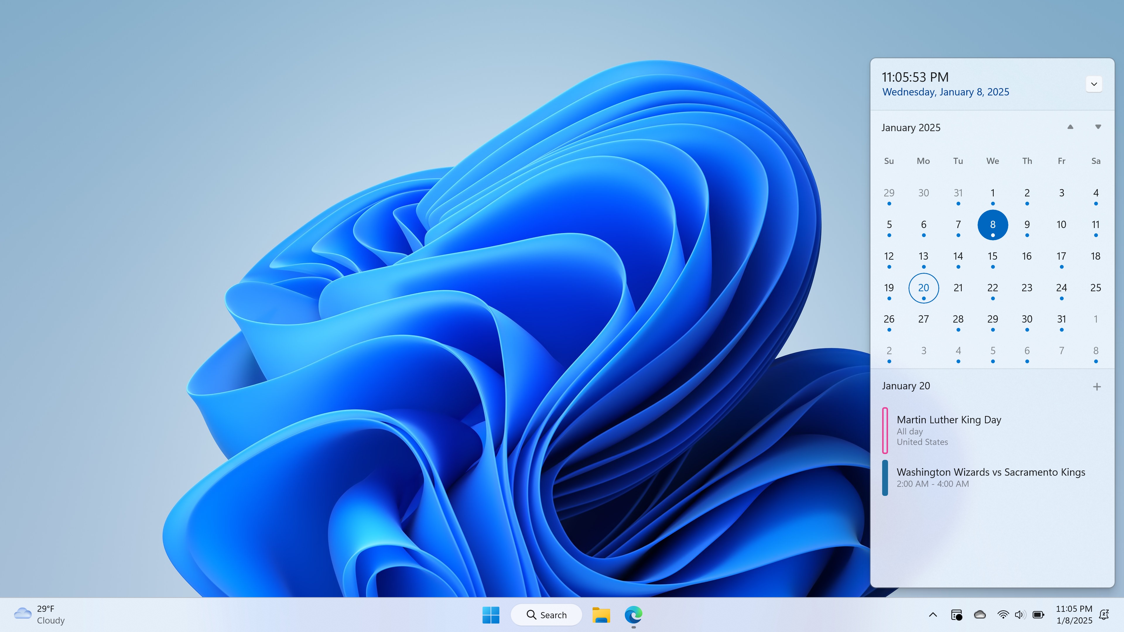 Windows 11'de Takvim Açılır Penceresi uygulaması