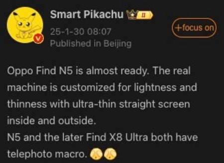 Smart Pikachu'dan Weibo Post'un Ekran görüntüsü