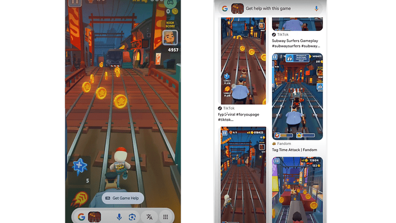 Tren raylarında koşan ve para toplayan bir karakterin yer aldığı oyun arayüzü. Google 'Bu oyun için yardım' açılır.