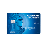 Mavi tasarım ve logo ile American Express Blue Card.