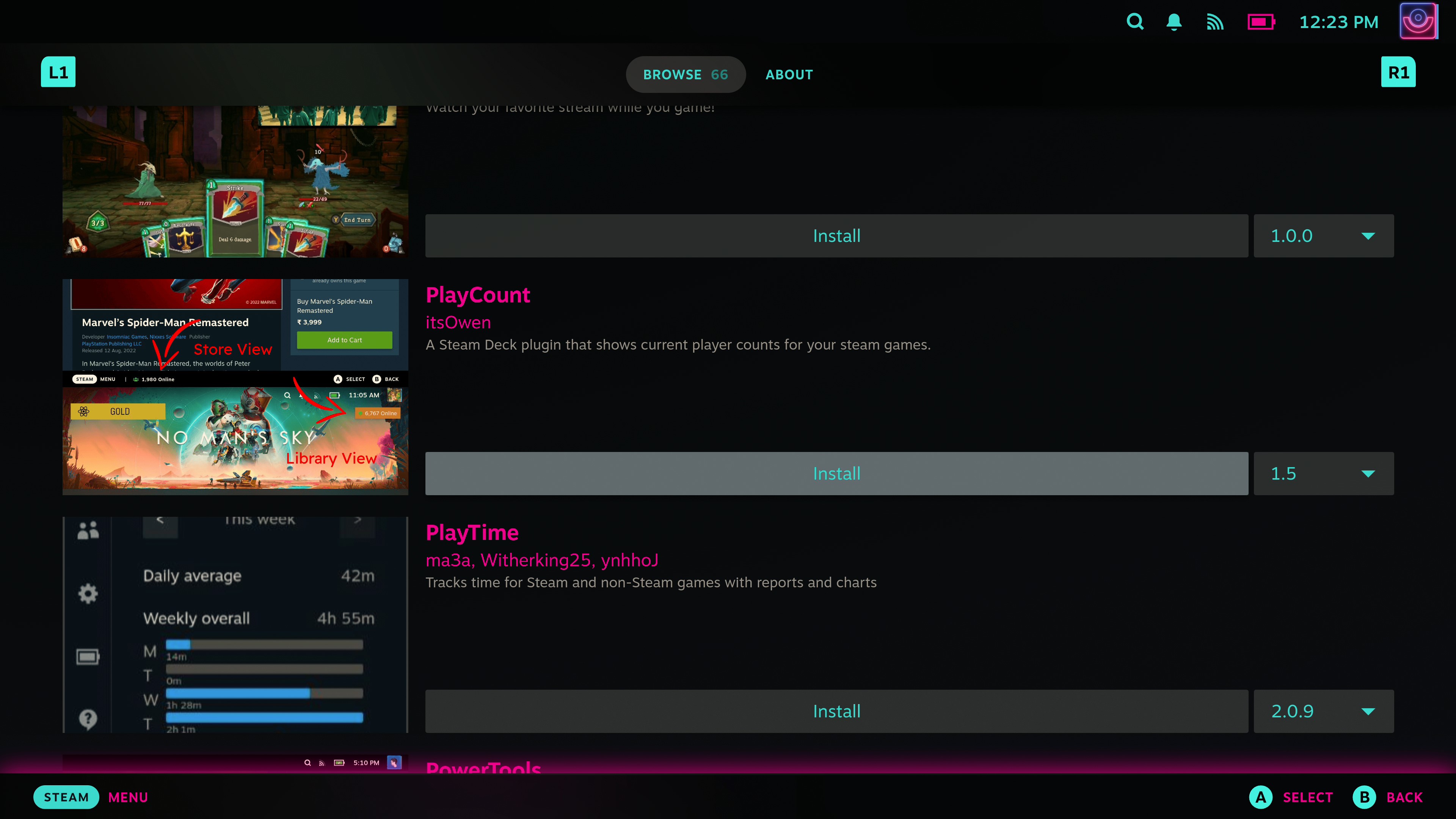 Steam güvertedeki Decky Loader mağazasında PlayCount