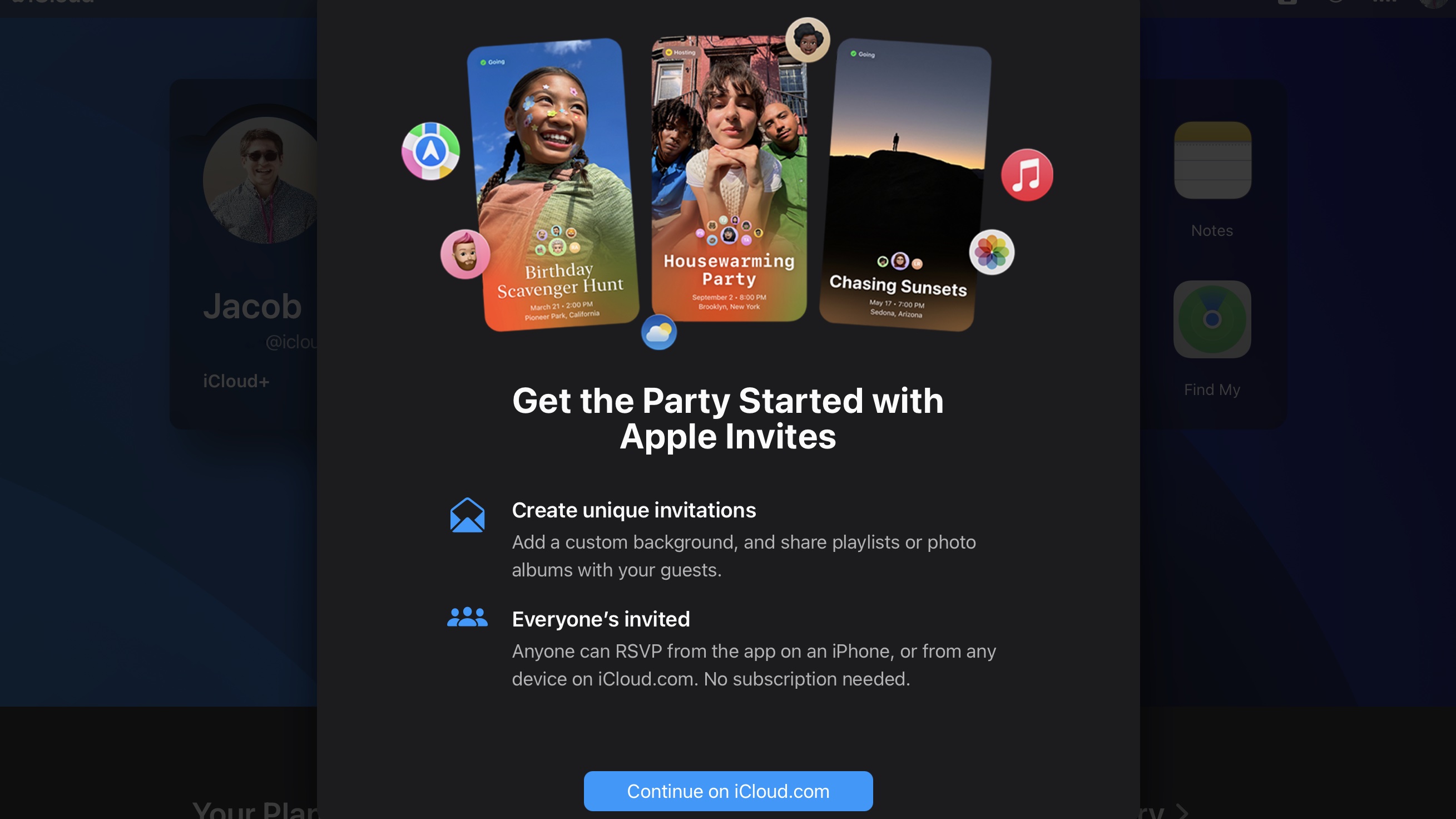 Apple, ICLOUD.com'da Splash ekranını davet ediyor