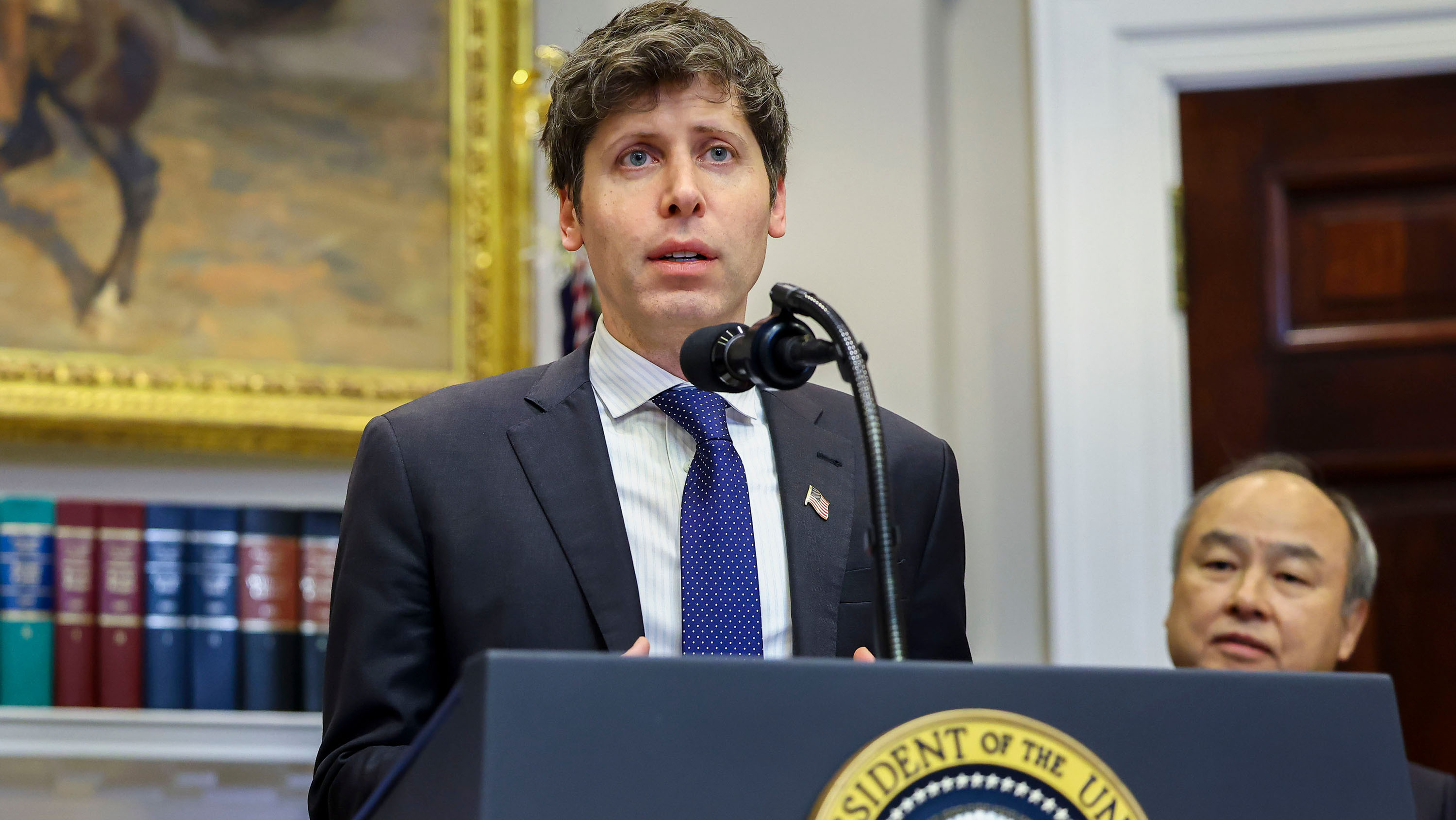 Openai Inc. CEO'su Sam Altman, 21 Ocak 2025 Salı günü Washington DC, ABD'deki Beyaz Saray'ın Roosevelt Odası'nda konuşuyor.
