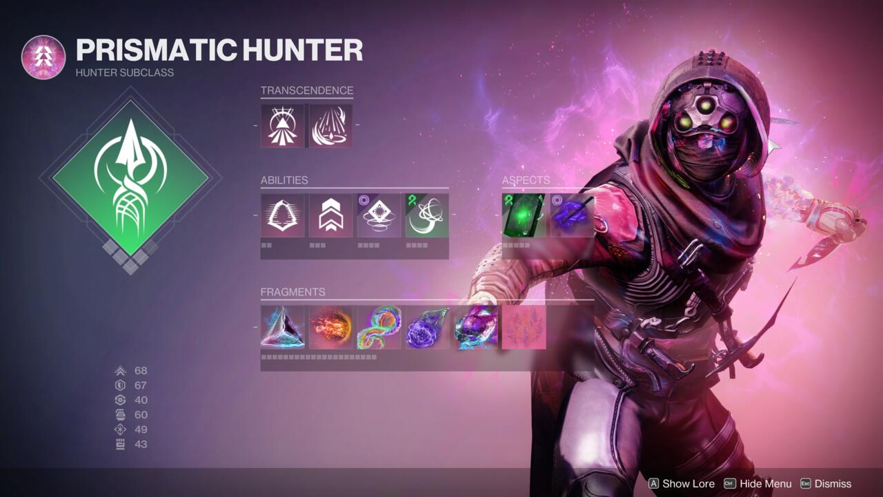 Destiny 2 bölümünde prizmatik bir avcı yapısı Heresy