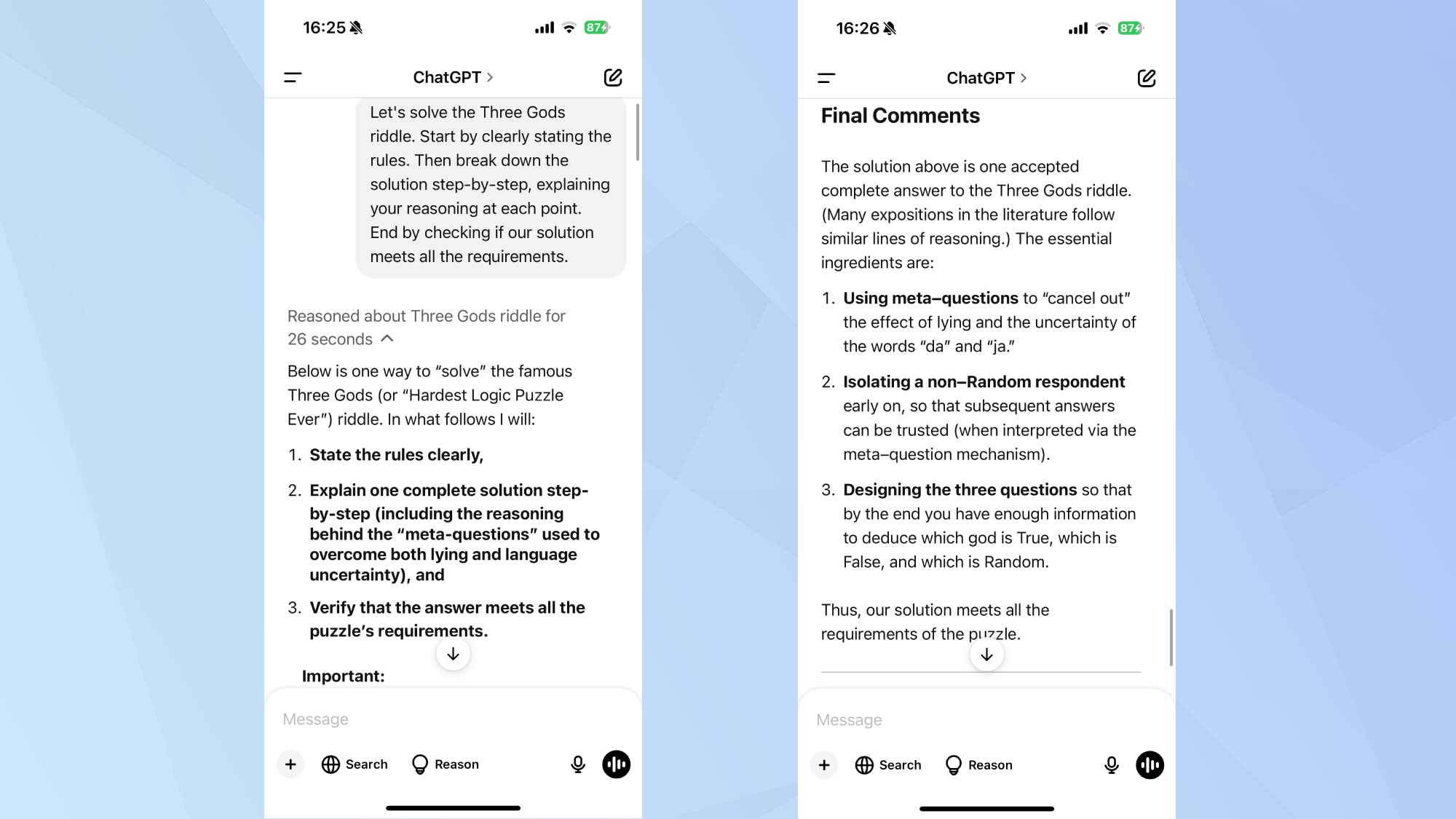Chatgpt o3-mini üç tanrı istemi