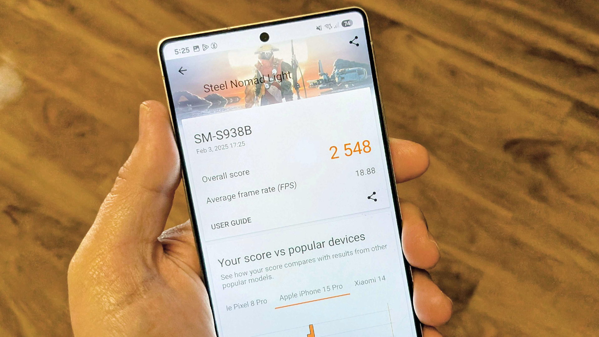 Samsung Galaxy S25 Ultra, 3dmark kıyaslama sonucunu gösteren