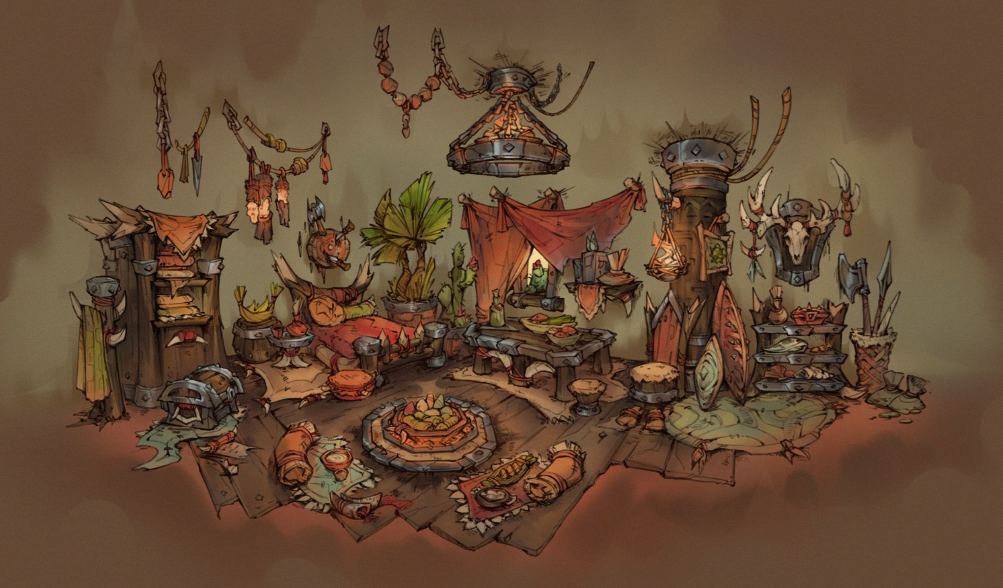 World of Warcraft'ta potansiyel oyuncu konut dekorasyonu için konsept sanatı