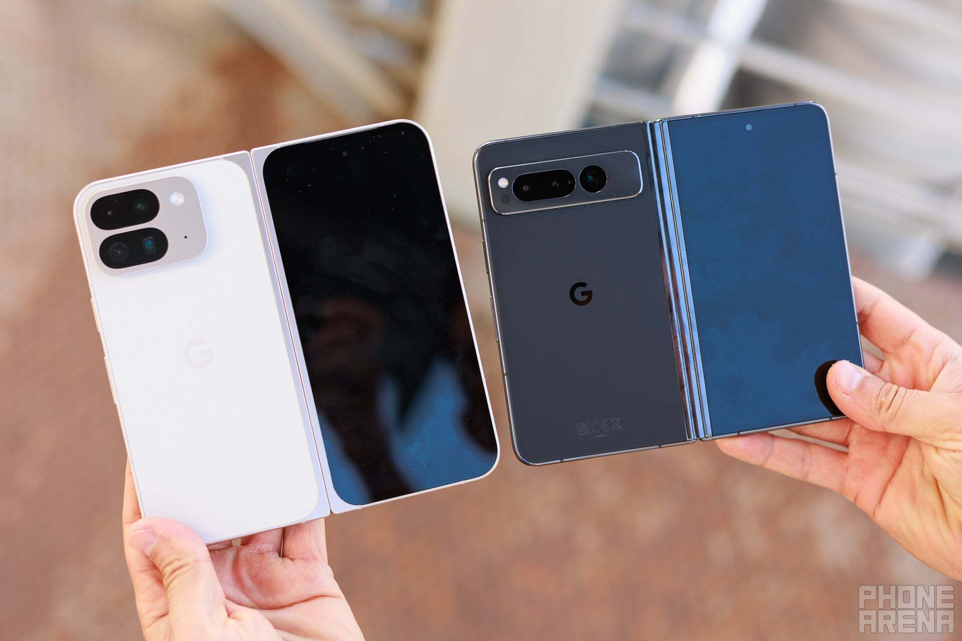 Pixel 9 Pro kat ve Pixel katını tutan bir kişi.