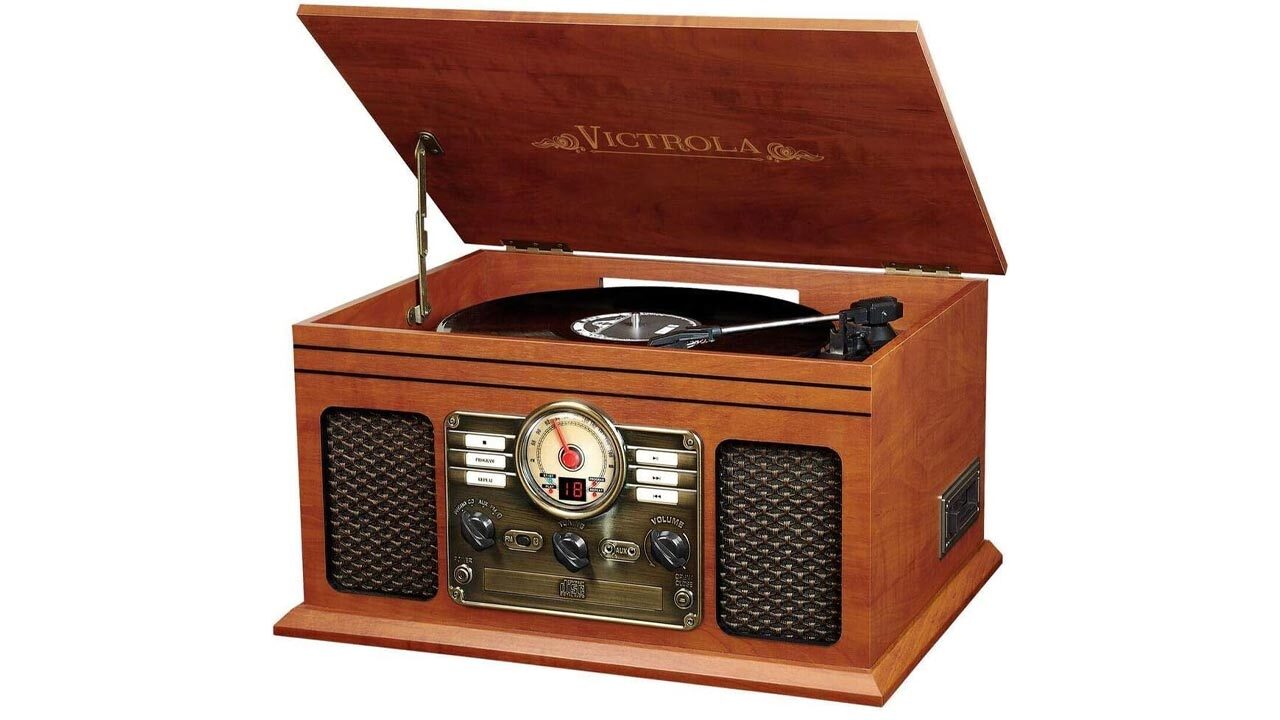 Victrola nostaljik vinil plak çalar