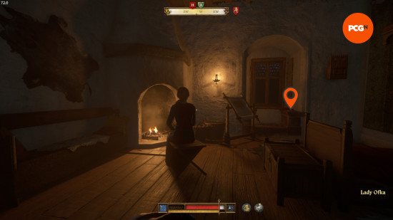 Rosa'nın Kingdom Come 2 adlı kitabının yerini gösteren turuncu bir ok