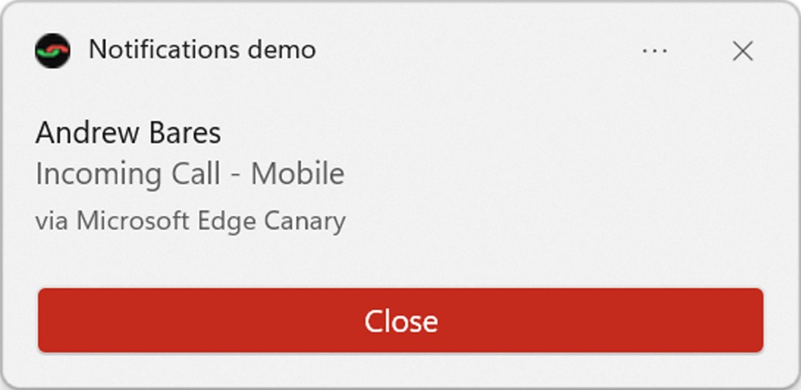 Microsoft Edge içindeki bir arama için bildirim