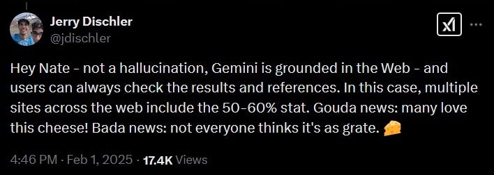 Gemini, Web'in & nbsp; Google Cloud Uygulamaları Başkanı Jerry Dischler diyor. | Image Credit -X - Google'ın Super Bowl reklamından tamamen yapılmış Gemini AI Sahnesi