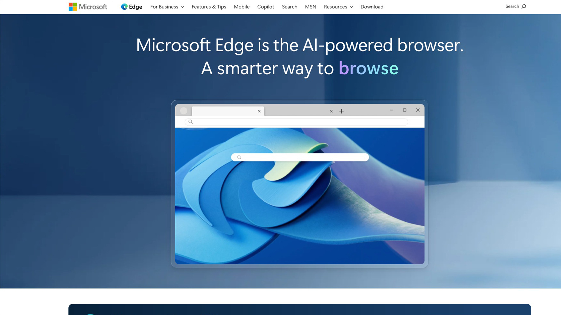 Microsoft Edge arama sonuçlarının ekran görüntüsü