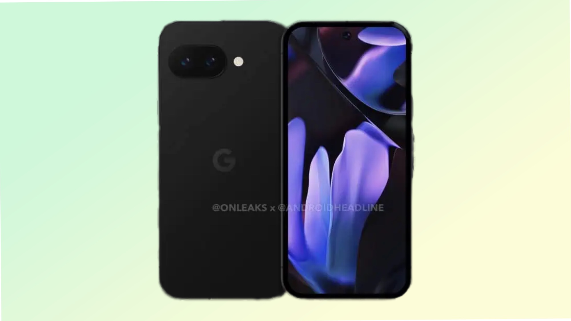 Google Pixel 9A ön ve arka render