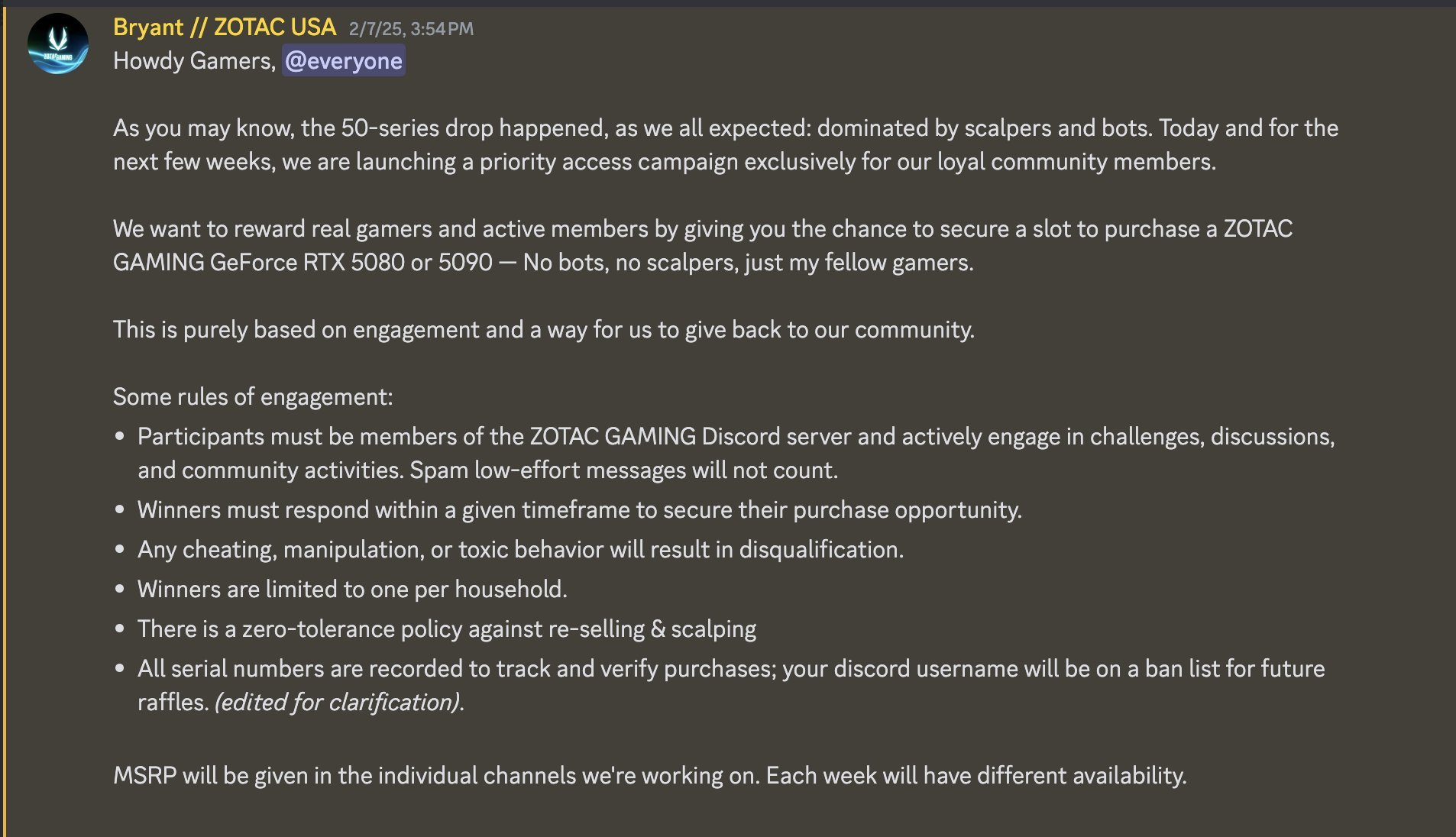 Zotac Discord RTX 5090 Giveaway 2