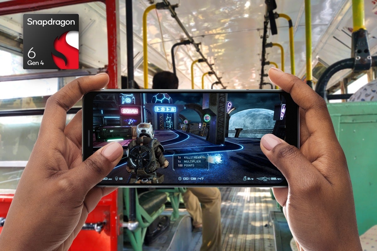 Snapdragon 6 Gen 4'ü bir oyun oynayan bir akıllı telefonun görüntüsü