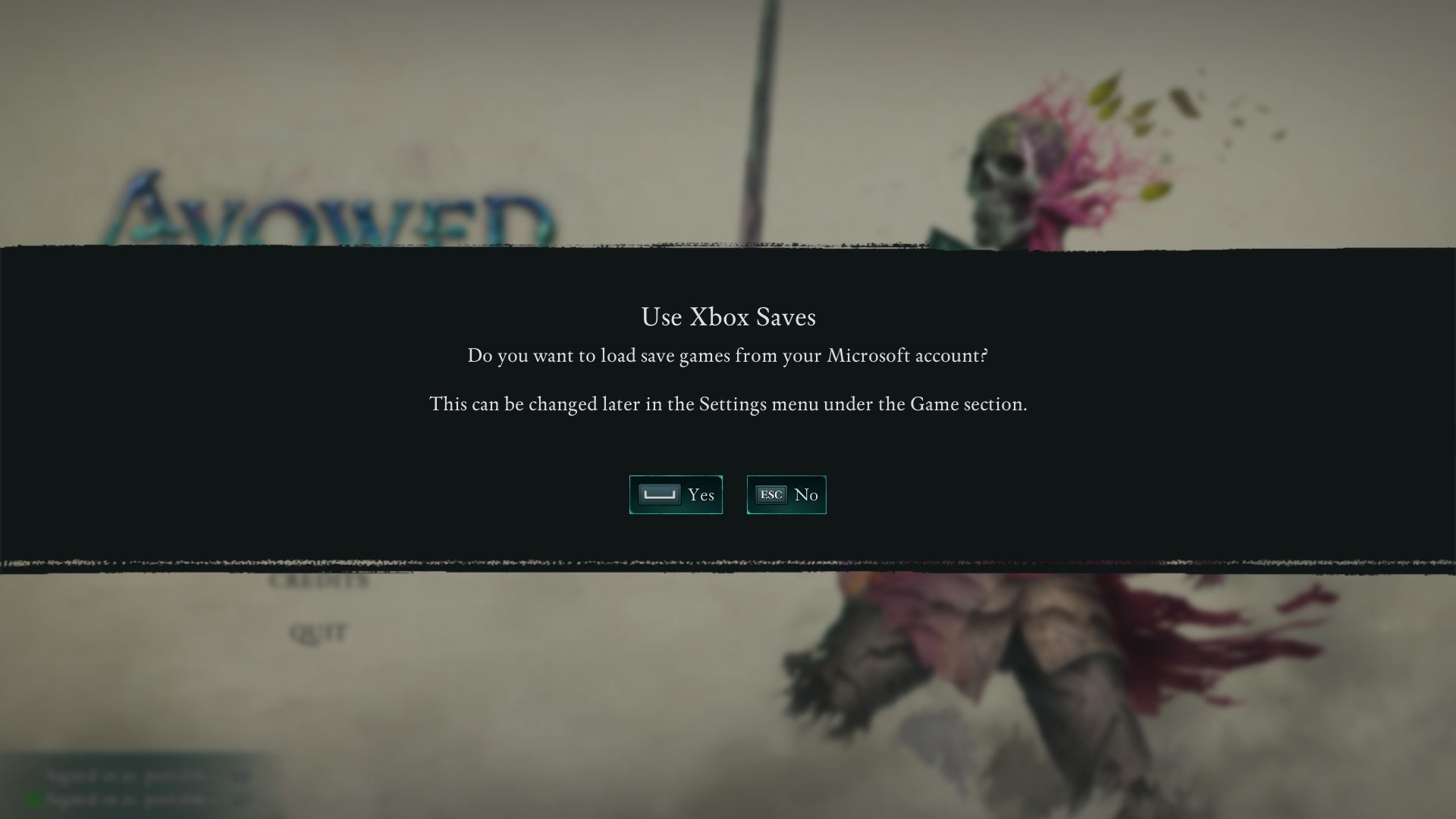 Avowed pop -up soruyor 